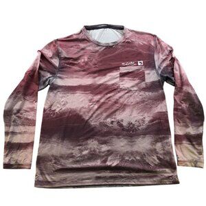 Salt Life Mens T-Shirt Large Long Sleeve Pullover Casual Fishing Pocket Tee Red